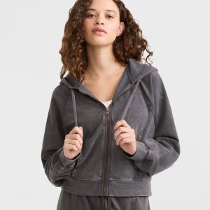 Vintage Wash Zip-Up Hoodie.  C Logo